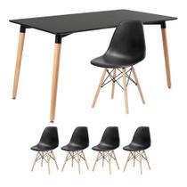 KIT - Mesa de jantar retangular Eames 80 x 140 cm preto + 4 cadeiras Eiffel DSW