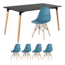 KIT - Mesa de jantar retangular Eames 80 x 140 cm preto + 4 cadeiras Eiffel DSW