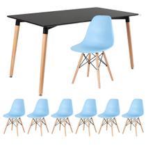 KIT - Mesa de jantar retangular Eames 80 x 140 cm preto + 6 cadeiras Eiffel DSW