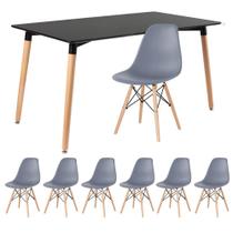 KIT - Mesa de jantar retangular Eames 80 x 140 cm preto + 6 cadeiras Eiffel DSW