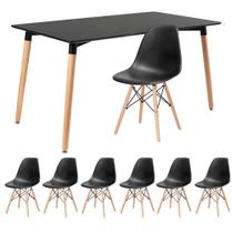 KIT - Mesa de jantar retangular Eames 80 x 140 cm preto + 6 cadeiras Eiffel DSW