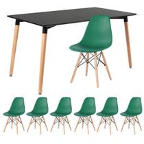 KIT - Mesa de jantar retangular Eames 80 x 140 cm preto + 6 cadeiras Eiffel DSW