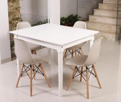 Kit Mesa De Jantar Robust 110x90 Branca + 04 Cadeiras Charles Eames - Nude