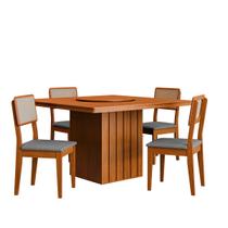 Kit Mesa de Jantar Santiago 136 Prato Giratorio e 4 Cadeiras Kit Mesa de Jantar Santiago 136 Prato Giratorio e 4 Cadeiras