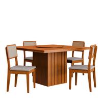 Kit Mesa de Jantar Santiago 136 Prato Giratorio e 4 Cadeiras Kit Mesa de Jantar Santiago 136 Prato Giratorio e 4 Cadeiras