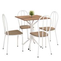 Kit Mesa de Jantar Thaisa 67,5cm com 04 Cadeiras Texas Ratan Ferro Branco - Pallazio Kit Mesa de Jantar Thaisa 67,5cm com 04 Cadeiras Texas Ratan Ferro Branco - Pallazio