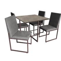 Kit Mesa de Jantar Thales com 4 Cadeiras Sttan Ferro Marrom Tampo Marmorizado Cinza material sintético Cinza - Ahz Móveis