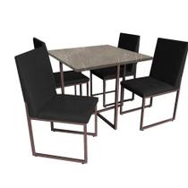 Kit Mesa de Jantar Thales com 4 Cadeiras Sttan Ferro Marrom Tampo Marmorizado Cinza material sintético Preto - Ahz Móveis