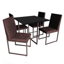Kit Mesa de Jantar Thales com 4 Cadeiras Sttan Ferro Marrom Tampo Preto material sintético Marrom - Ahz Móveis