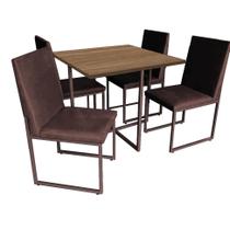 Kit Mesa de Jantar Thales com 4 Cadeiras Sttan Ferro Marrom Tampo Rústico Sintético Marrom - Ahz Móveis