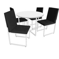 Kit Mesa de Jantar Theo com 4 Cadeiras Sttan Ferro Branco Tampo Branco material sintético Preto - Ahz Móveis