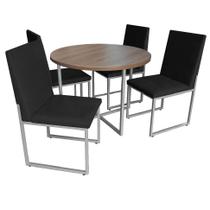 Kit Mesa de Jantar Theo com 4 Cadeiras Sttan Ferro Cinza Tampo Castanho material sintético Preto - Ahz Móveis