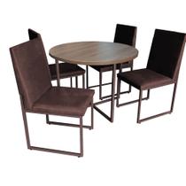 Kit Mesa de Jantar Theo com 4 Cadeiras Sttan Ferro Marrom Tampo Castanho material sintético Marrom - Ahz Móveis