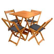 Kit Mesa de Madeira 70x70 Dobrável com 4 Cadeiras Estofadas para Bar Restaurante e Lazer - Preto Kit Mesa de Madeira 70x70 Dobrável com 4 Cadeiras Estofadas para Bar Restaurante e Lazer - Preto