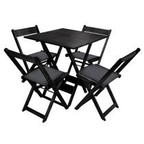 Kit Mesa de Madeira 70x70 Quadrada Dobrável com 4 Cadeiras Qualidade para Área de Lazer e Bar - Pret