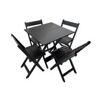 Kit Mesa de Madeira 70x70 Quadrada Dobrável com 4 Cadeiras Qualidade para Restaurante e Bar - Pret