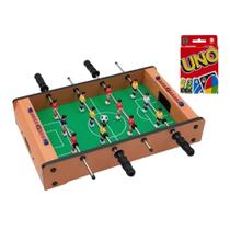 Kit Mesa de Pebolim Zippy Toys 51cm Jogo UNO Mattel 112 Cartas Diversão Clássica para Todas as Idades, Ideal para Crianças e Famílias