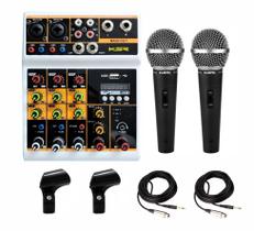 Kit Mesa de Som 4 Canais com 2 Microfones KS58