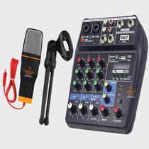 Kit Mesa de Som 4 Canais com Microfone de Mesa Condensador - MXT Sempretemvendas