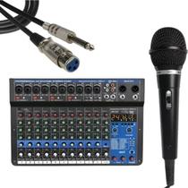 Kit mesa de som mxt mx-12a + mic mxt m1800s + cabo p10/xlrf