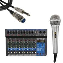 Kit mesa de som mxt mx-12a + mic mxt m1800s + cabo p10/xlrf