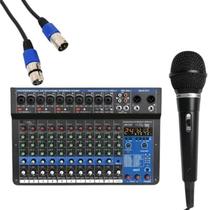 Kit mesa de som mxt mx-12a + mic mxt m1800s + cabo xlrm/xlrf