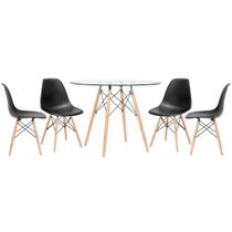 KIT - Mesa de vidro Eames 100 cm + 4 cadeiras Eiffel DSW