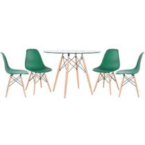 KIT - Mesa de vidro Eames 100 cm + 4 cadeiras Eiffel DSW