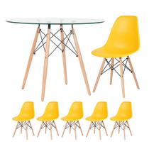 KIT - Mesa de vidro Eames 100 cm + 5 cadeiras Eiffel DSW