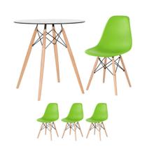 KIT - Mesa de vidro Eames 70 cm + 3 cadeiras Eiffel DSW