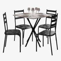 Kit Mesa Diamante 541 Sala de Jantar 4 Cadeiras Pés Tubular