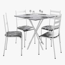 Kit Mesa Diamante 541 Sala de Jantar 4 Cadeiras Pés Tubular