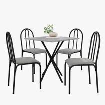 Kit Mesa Diamante 544 Sala de Jantar 4 Cadeiras Pés Tubular