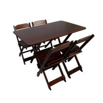 Kit Mesa Dobrável 4 Lugares MDF com Cadeiras Imbuia 120x70CM Loja Doce Lar Kit Mesa Dobrável 4 Lugares MDF com Cadeiras Imbuia 120x70CM Loja Doce Lar