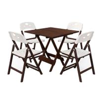 Kit Mesa Dobrável Elegance 4 Lugares MDF Imbuia 70x70 Mega Madeira Kit Mesa Dobrável Elegance 4 Lugares MDF Imbuia 70x70 Mega Madeira