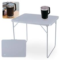 Kit Mesa Dobravel Portatil com Alca 80 Cm + Jarra Termica 1,9lts Jug Preta em Inox / Pesca Camping e Praia Mor