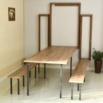 Kit Mesa Dobrável Retrátil De Parede 13 Lugares Com Bancos(2,75m) Kit Mesa Dobrável Retrátil De Parede 13 Lugares Com Bancos(2,75m)