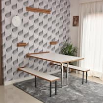 Kit Mesa Dobrável Retrátil de Parede INOX Com Bancos 1,40m Kit Mesa Dobrável Retrátil de Parede INOX Com Bancos 1,40m