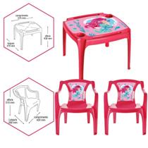 Kit Mesa E 2 Cadeira Infantil Atividades Educativa Rosa