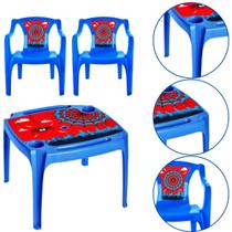 Kit Mesa e 2 Cadeira Infantil Poltrona Homem Aranha Azul Kit Mesa e 2 Cadeira Infantil Poltrona Homem Aranha Azul