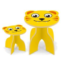 Kit Mesa e Banquinho Infantil Decorada Animal Kids Madeira - Junges Brinquedos