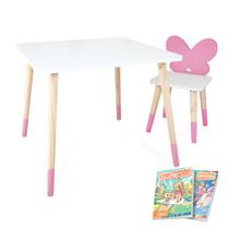 Kit Mesa e Cadeira Infantil Borboleta Rosa