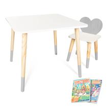 Kit Mesa e Cadeira Infantil Coração Cinza