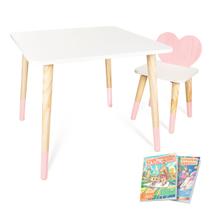 Kit Mesa e Cadeira Infantil Coração Rosa Bebê 2 Kit Mesa e Cadeira Infantil Coração Rosa Bebê 2