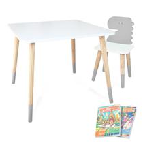 Kit Mesa e Cadeira Infantil Dinossauro Cinza 2 Kit Mesa e Cadeira Infantil Dinossauro Cinza 2
