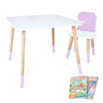 Kit Mesa e Cadeira Infantil Dinossauro Lilás Kit Mesa e Cadeira Infantil Dinossauro Lilás