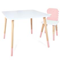 Kit Mesa e Cadeira Infantil Dinossauro Rosa Bebê 2
