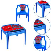 Kit Mesa e Cadeira Infantil Mini Poltrona Homem Aranha Azul