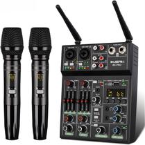 Kit Mesa E Microfone Sem Fio Duplo Ksr Pro Uhf 34 Ch R4 Pro