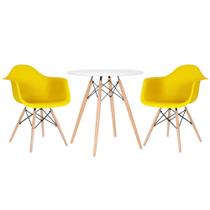 KIT - Mesa Eames 70 cm + 2 cadeiras Eiffel DAW com braços